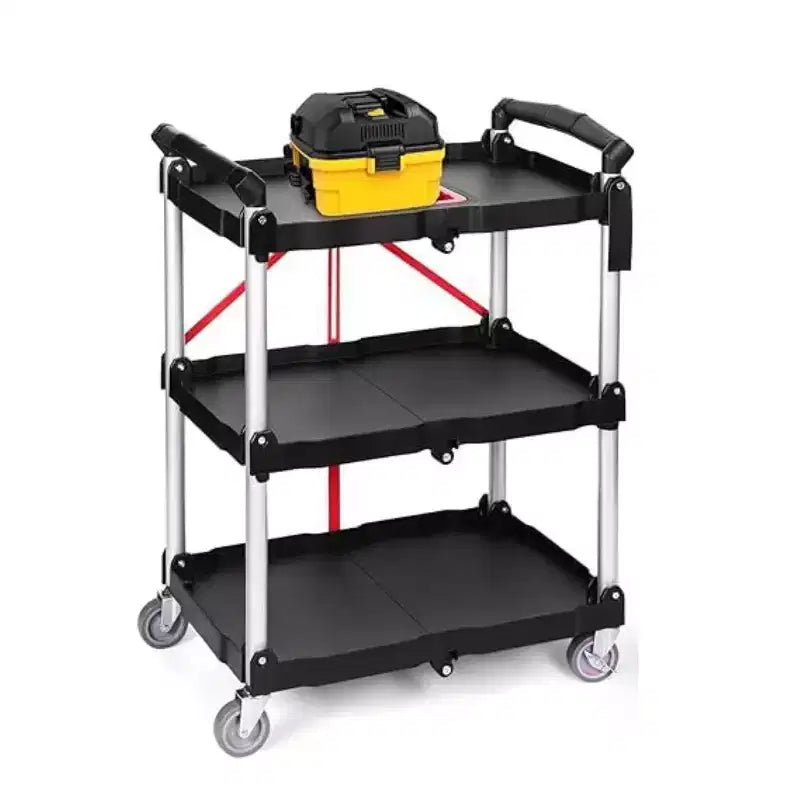 Chariot de service utilitaire pliable à 3 niveaux avec roues