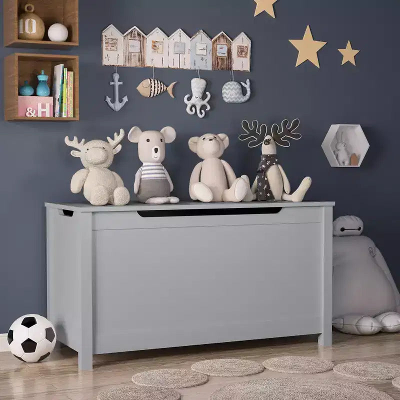 Boîte à jouets en bois avec couvercle à charnières de sécurité – Pour les 2 ans et plus
