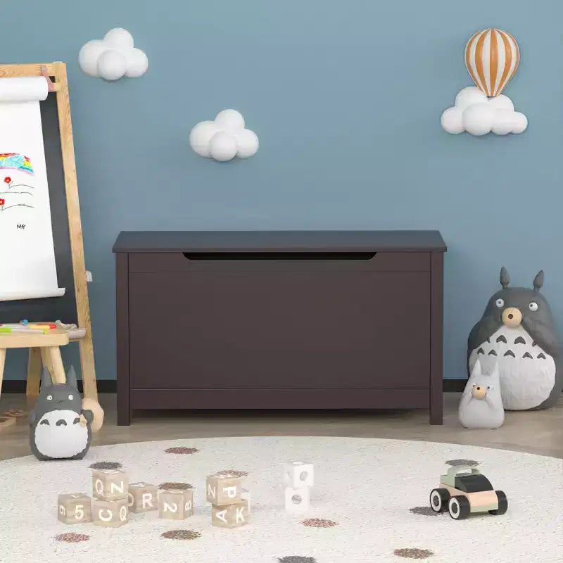 Boîte à jouets en bois avec couvercle à charnières de sécurité – Pour les 2 ans et plus