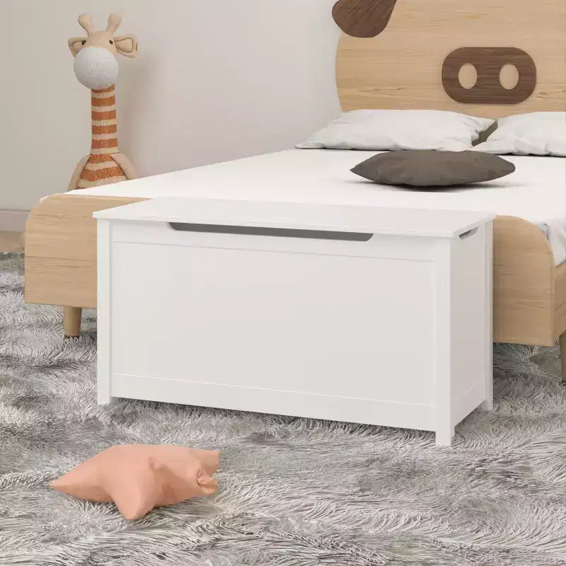 Boîte à jouets en bois avec couvercle à charnières de sécurité – Pour les 2 ans et plus