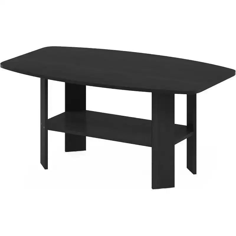 Table basse en bois minimaliste – Noire, rectangulaire, avec 4 pieds