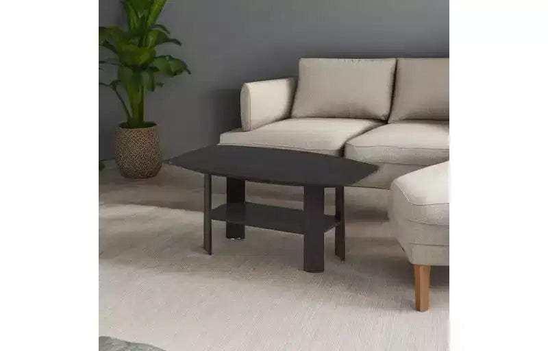 Table basse en bois minimaliste – Noire, rectangulaire, avec 4 pieds