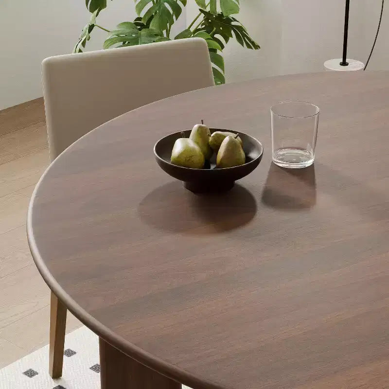 Table à manger ronde en bois massif de 42 po – 4 places, finition brune
