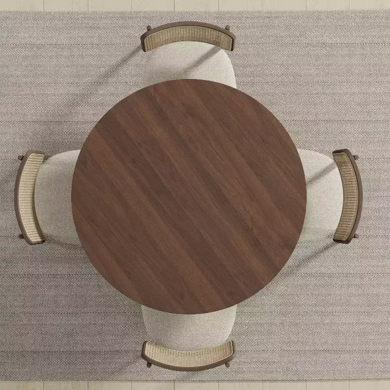 Table à manger ronde en bois massif de 42 po – 4 places, finition brune