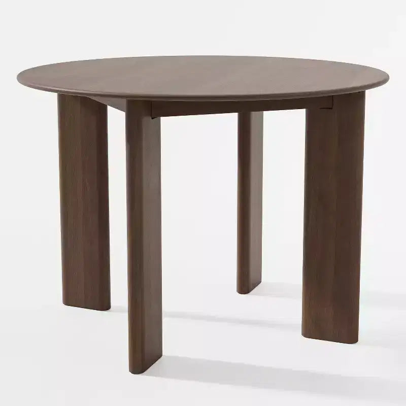 Table à manger ronde en bois massif de 42 po – 4 places, finition brune