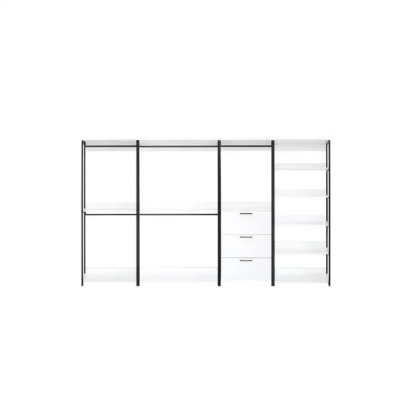 77.7 po (H) x 143 po (L) Système de rangement autoportant avec bacs de rangement – Composite de bois blanc