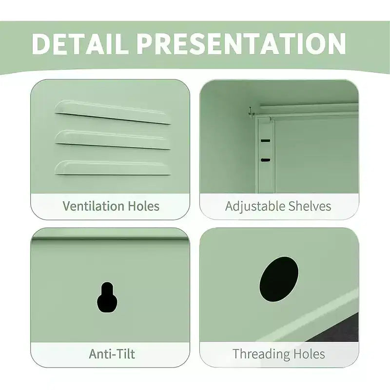 Table d'appoint en métal avec 2 étagères réglables, porte verrouillable et dispositif anti-basculement