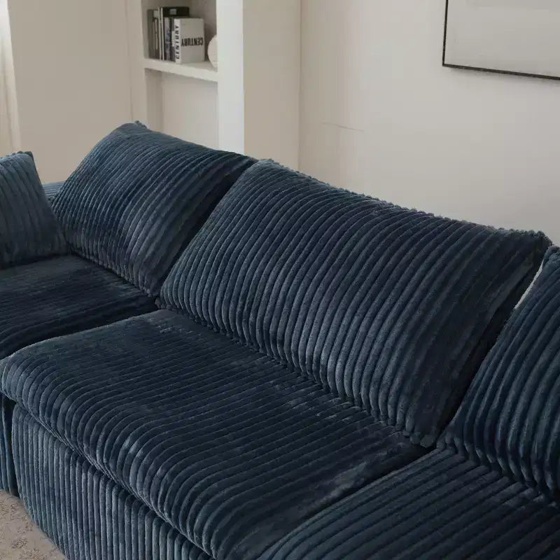 Canapé de 78,8 po en velours côtelé et assise profonde avec coussins amovibles
