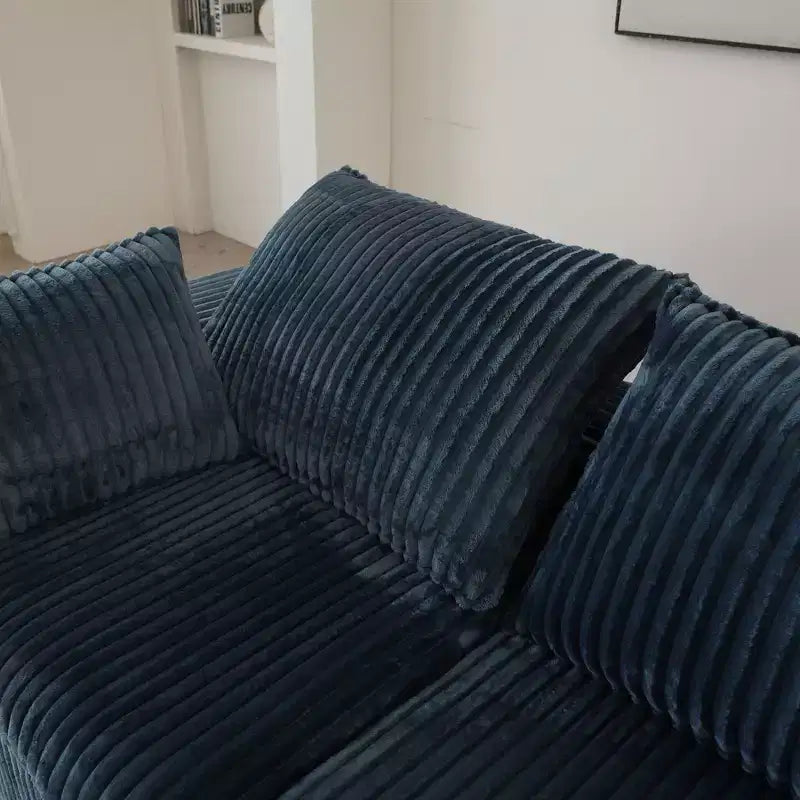 Canapé de 78,8 po en velours côtelé et assise profonde avec coussins amovibles
