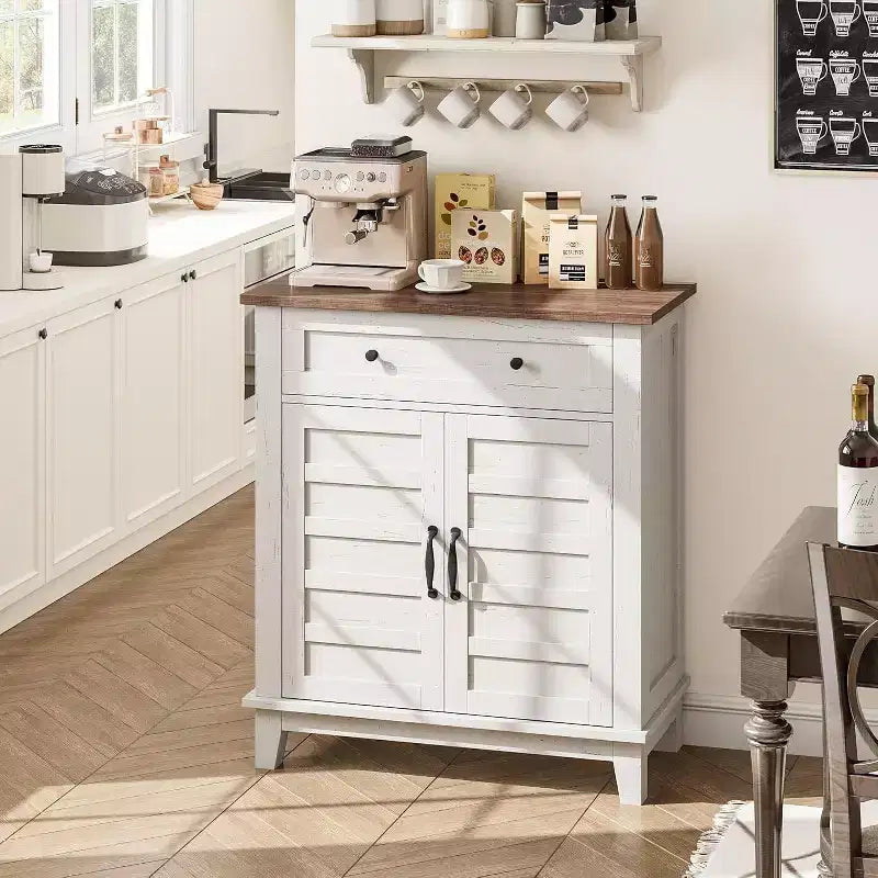 Meuble de rangement de 31,5 po avec tablettes réglables et portes à lattes
