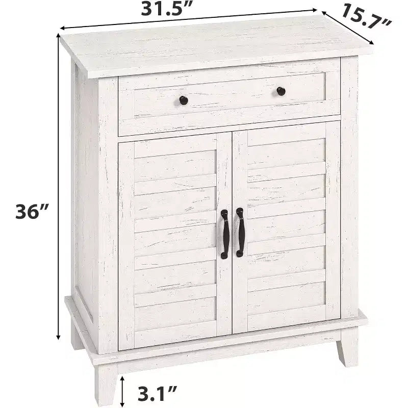 Meuble de rangement de 31,5 po avec tablettes réglables et portes à lattes