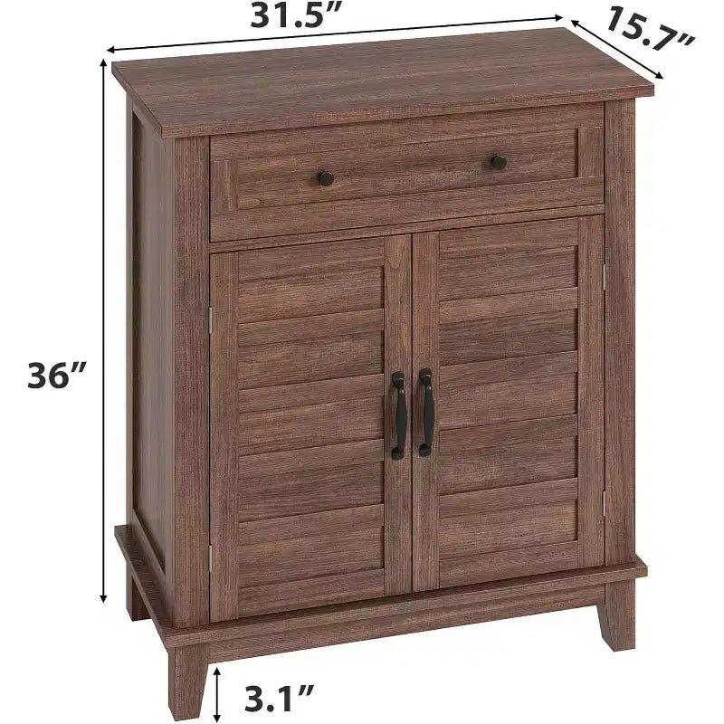 Meuble de rangement de 31,5 po avec tablettes réglables et portes à lattes