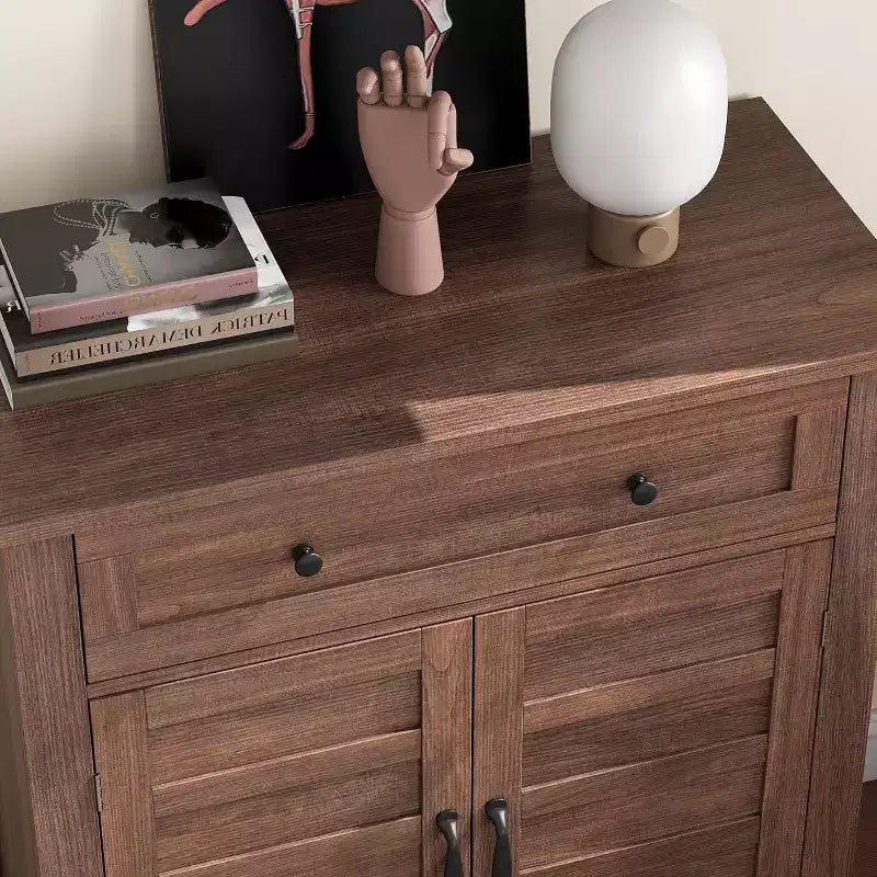 Meuble de rangement de 31,5 po avec tablettes réglables et portes à lattes