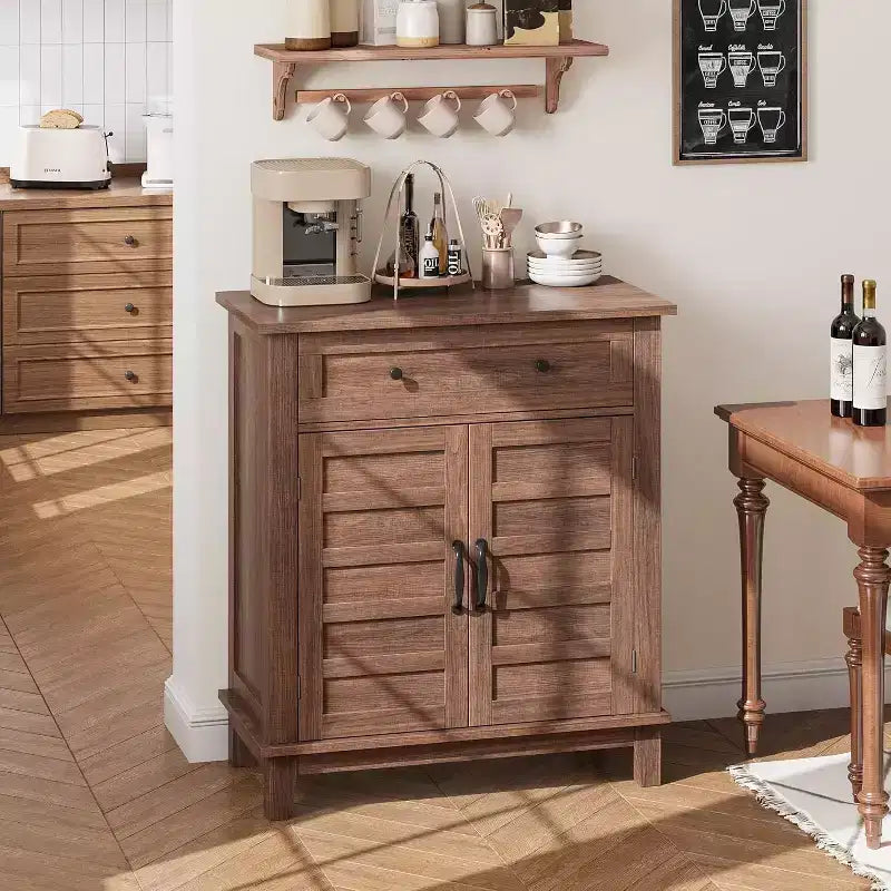 Meuble de rangement de 31,5 po avec tablettes réglables et portes à lattes