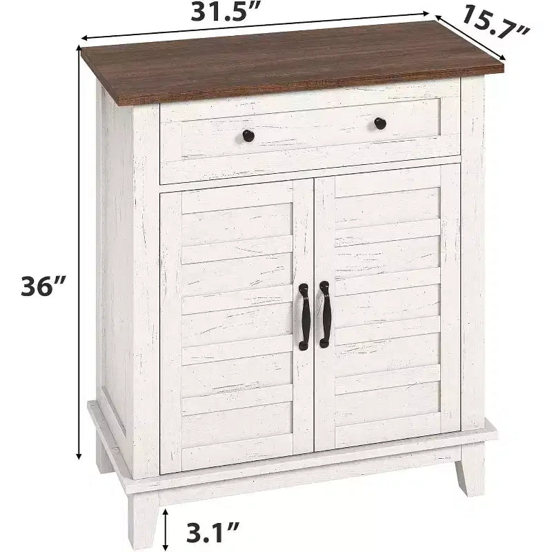Meuble de rangement de 31,5 po avec tablettes réglables et portes à lattes