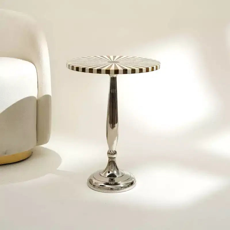 Table d'appoint ronde en aluminium avec plateau en résine, 53 cm