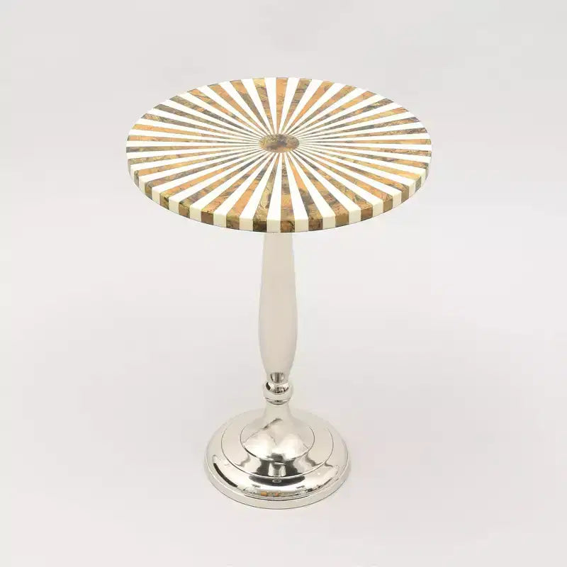 Table d'appoint ronde en aluminium avec plateau en résine, 53 cm