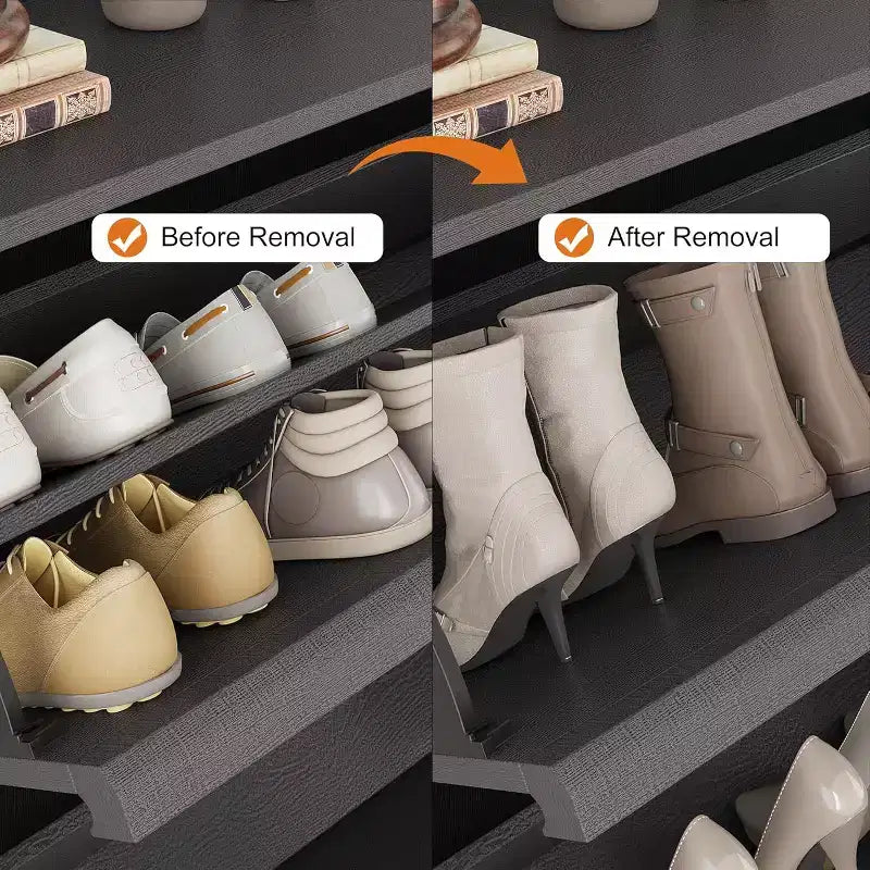 Meuble à chaussures 2 tiroirs avec étagère réglable et tiroir rabattable