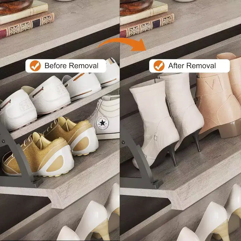 Meuble à chaussures 2 tiroirs avec étagère réglable et tiroir rabattable