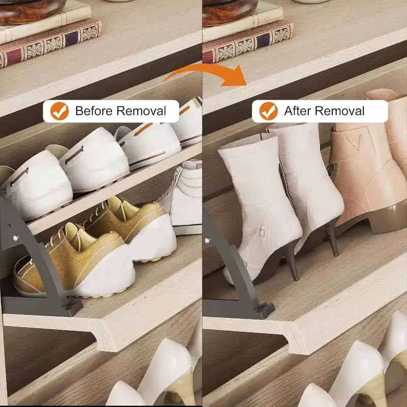 Meuble à chaussures 2 tiroirs avec étagère réglable et tiroir rabattable