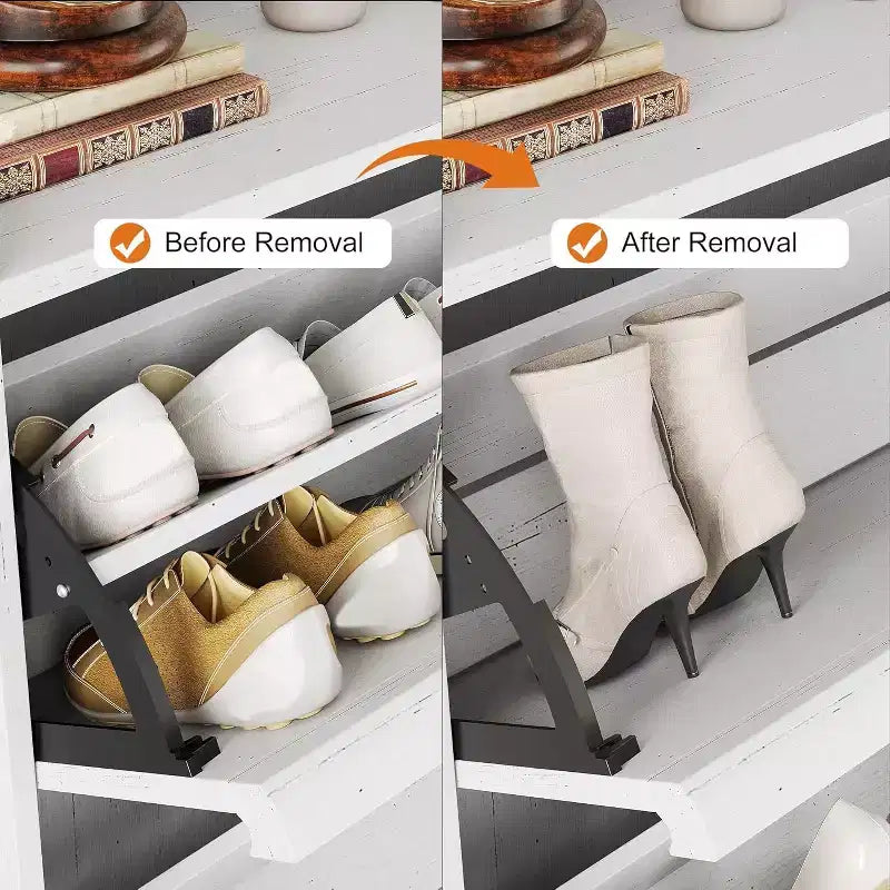 Meuble à chaussures 2 tiroirs avec étagère réglable et tiroir rabattable