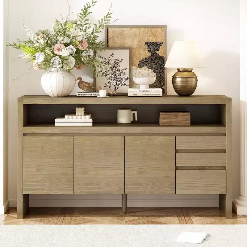 Buffet 3 portes, 3 tiroirs et étagère semi-ouverte