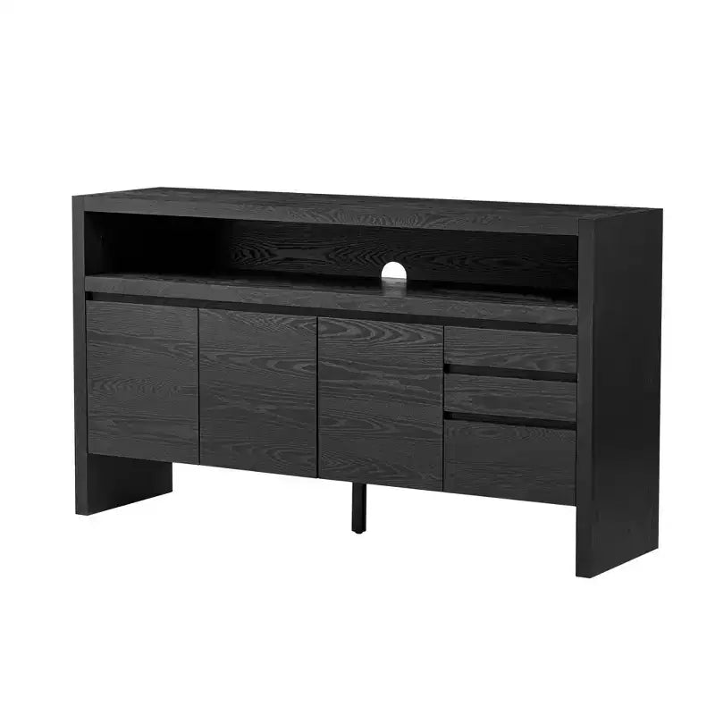 Buffet 3 portes, 3 tiroirs et étagère semi-ouverte