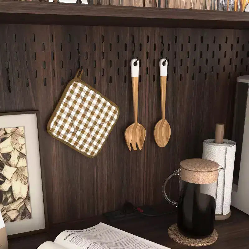 Meuble de cuisine autoportant de 180 cm avec portes vitrées et support pour micro-ondes