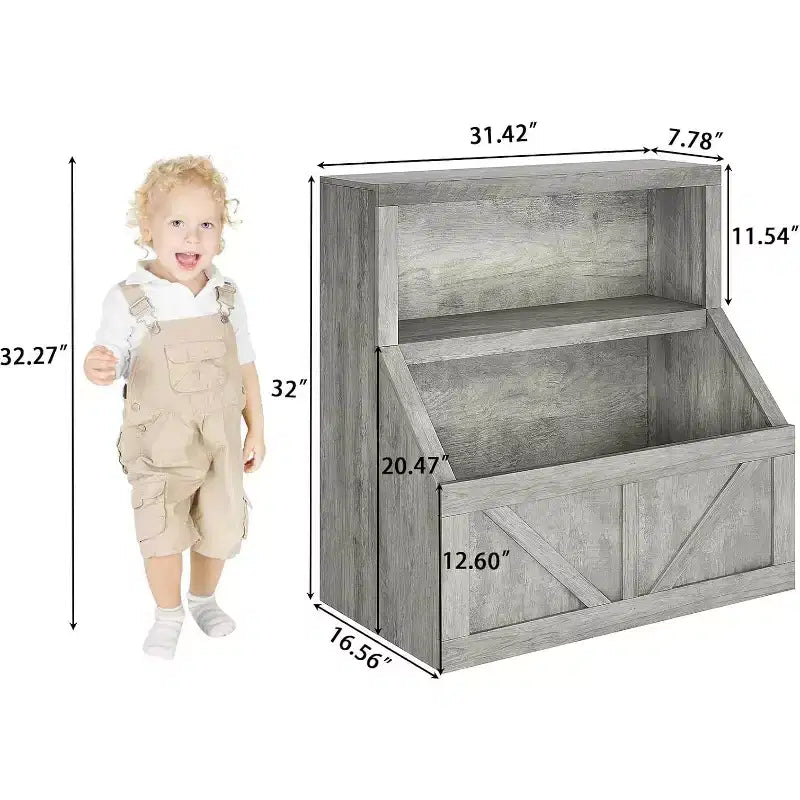 Bibliothèque pour enfants à 2 niveaux et meuble de rangement avec étagères