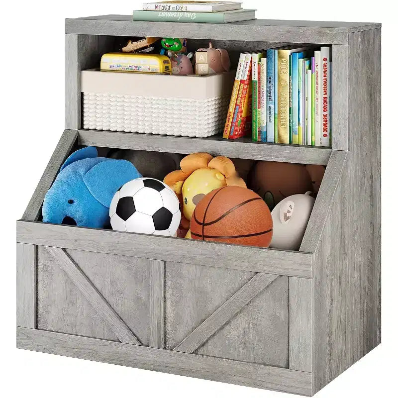 Bibliothèque pour enfants à 2 niveaux et meuble de rangement avec étagères