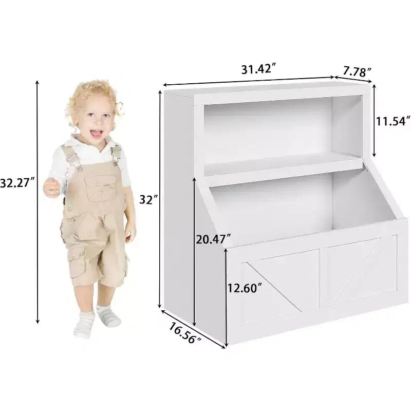Bibliothèque pour enfants à 2 niveaux et meuble de rangement avec étagères