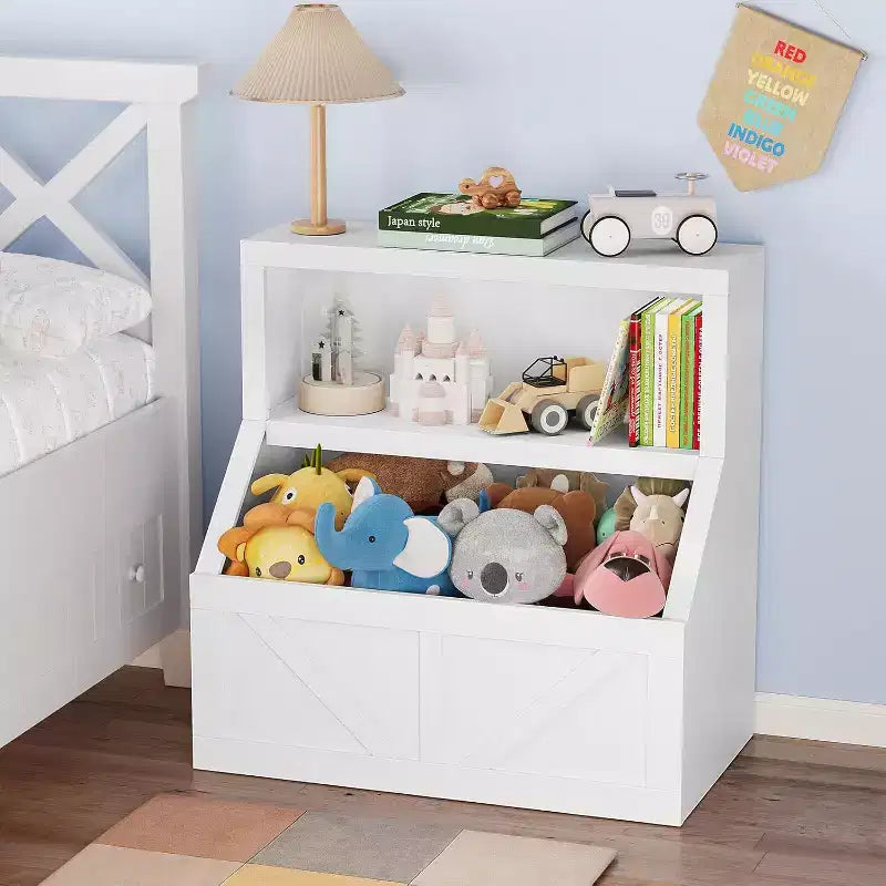 Bibliothèque pour enfants à 2 niveaux et meuble de rangement avec étagères