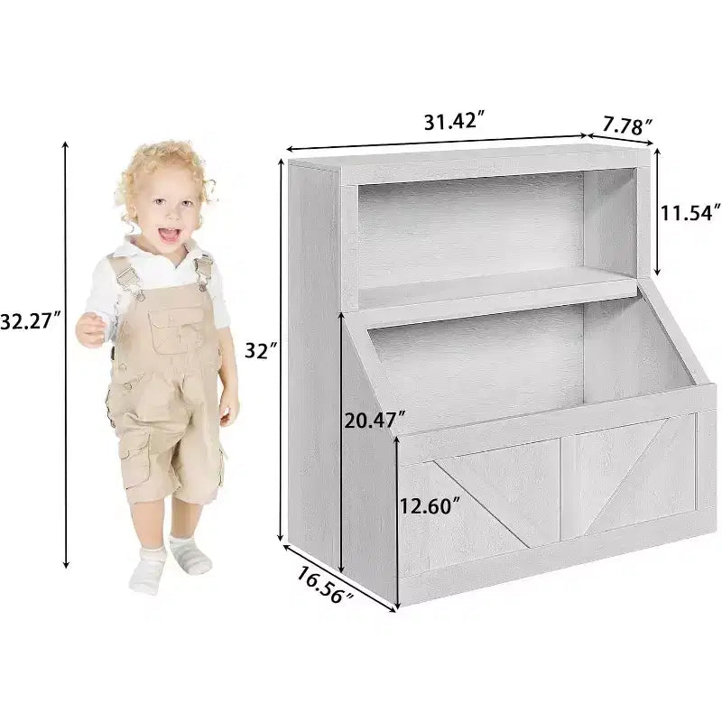 Bibliothèque pour enfants à 2 niveaux et meuble de rangement avec étagères