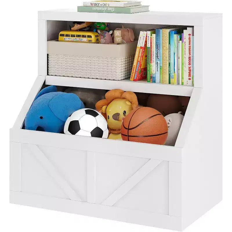 Bibliothèque pour enfants à 2 niveaux et meuble de rangement avec étagères