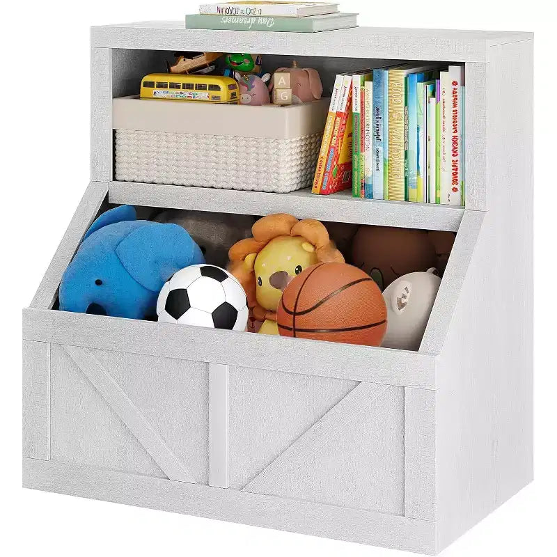 Bibliothèque pour enfants à 2 niveaux et meuble de rangement avec étagères