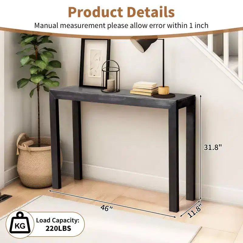 Table console rectangulaire en bois de 46 po