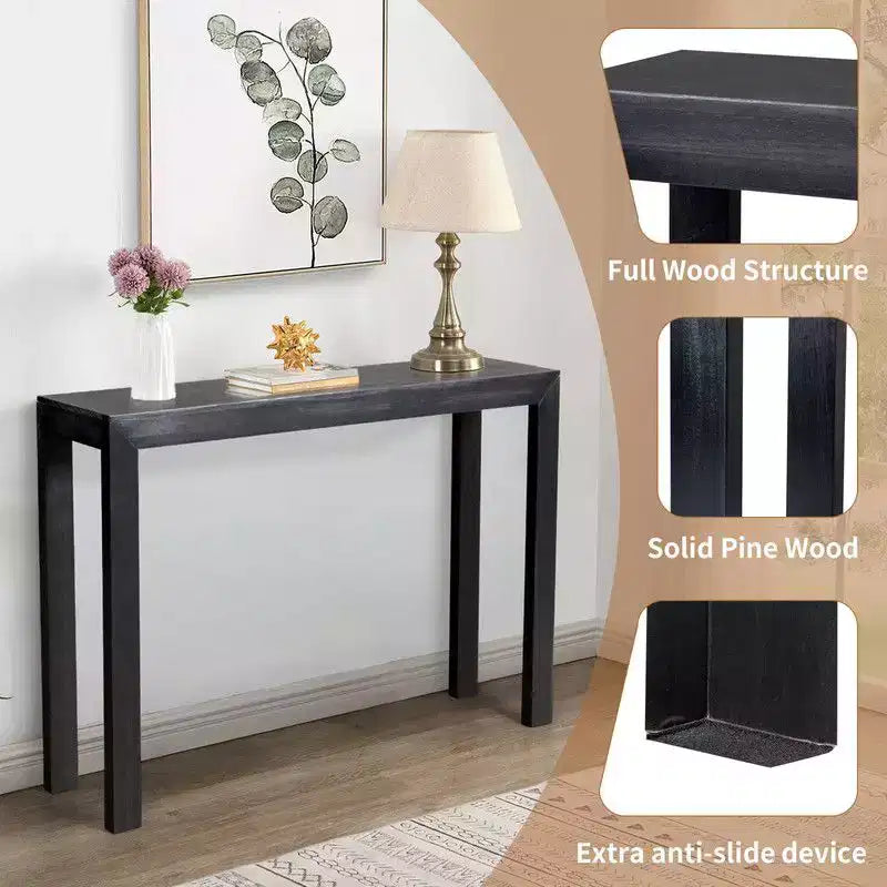 Table console rectangulaire en bois de 46 po