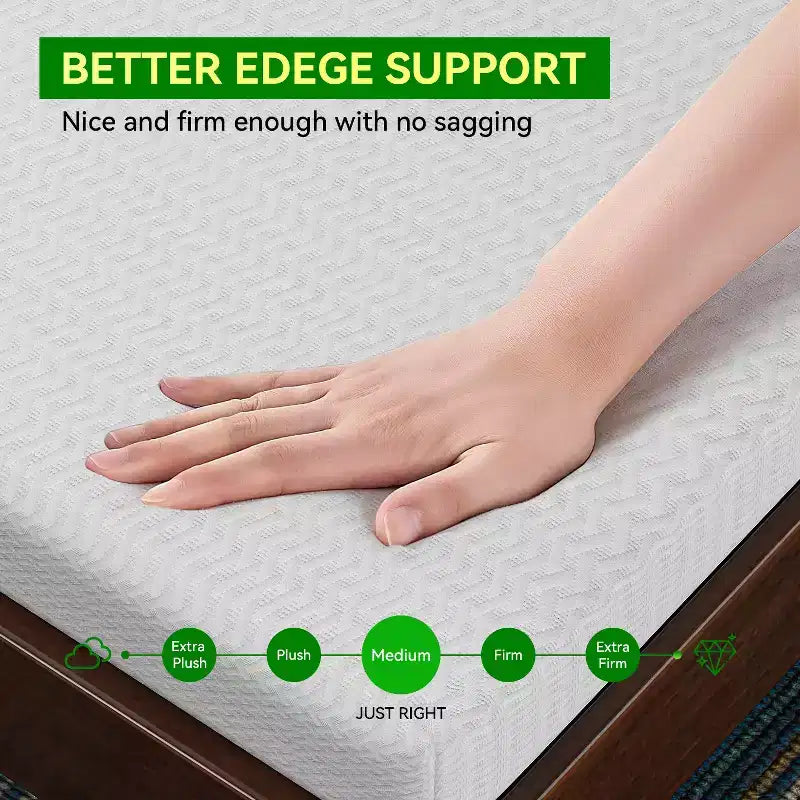 Matelas en mousse à mémoire de forme au gel de thé vert de 5 pouces
