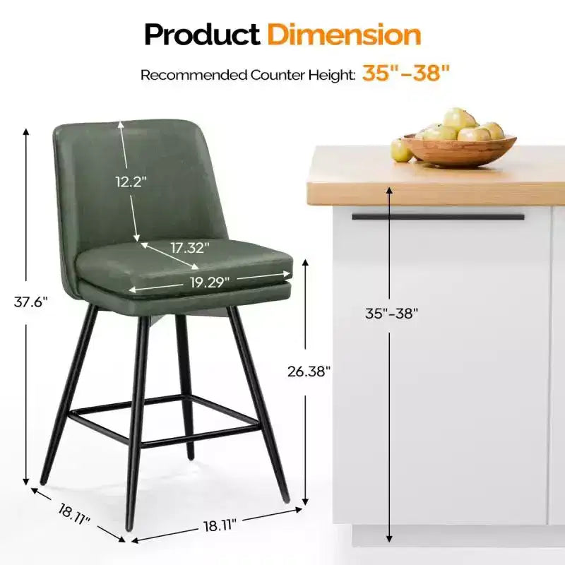 PU Leather Modern Paded Bar Stools: 360 Rotation, Durable Build & Chic Design