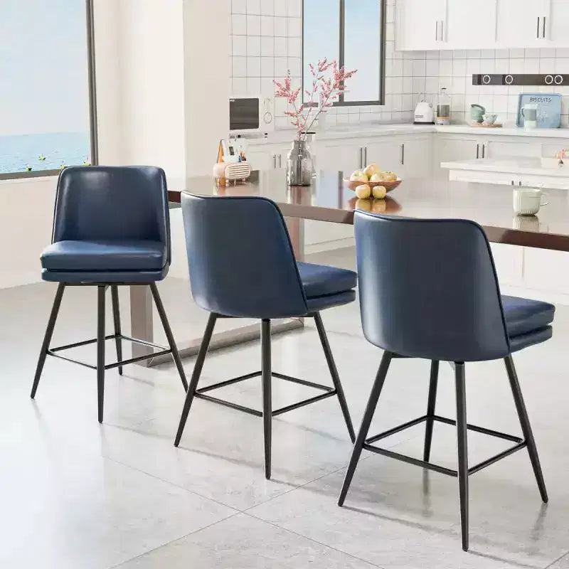 Lot de 2 tabourets de bar en cuir PU avec pivotant à 360° et base en métal