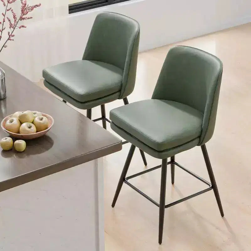 Lot de 2 tabourets de bar en cuir PU avec pivotant à 360° et base en métal