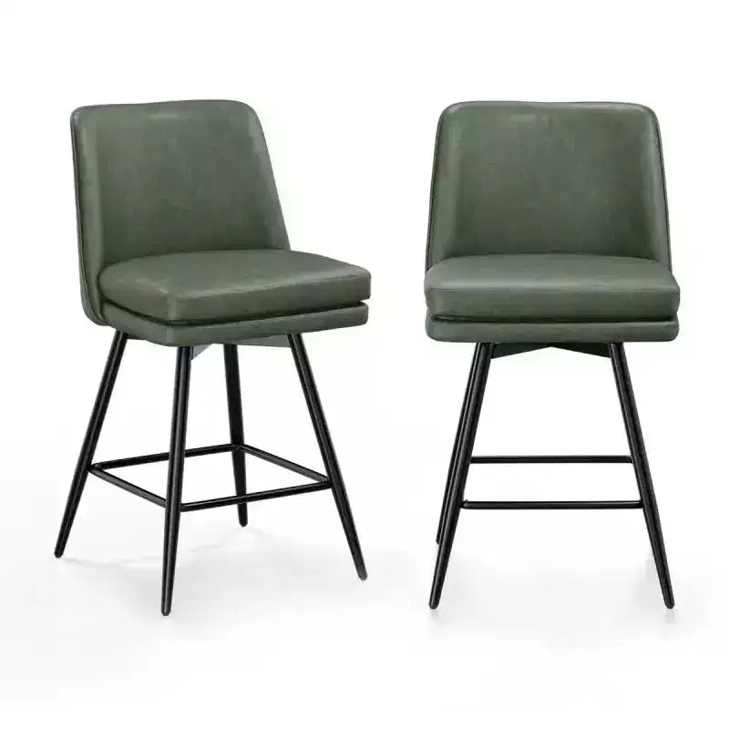 Lot de 2 tabourets de bar en cuir PU avec pivotant à 360° et base en métal