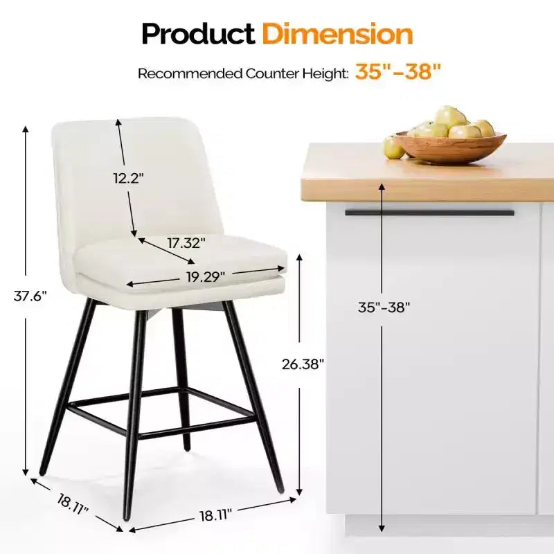 Lot de 2 tabourets de bar en cuir PU avec pivotant à 360° et base en métal