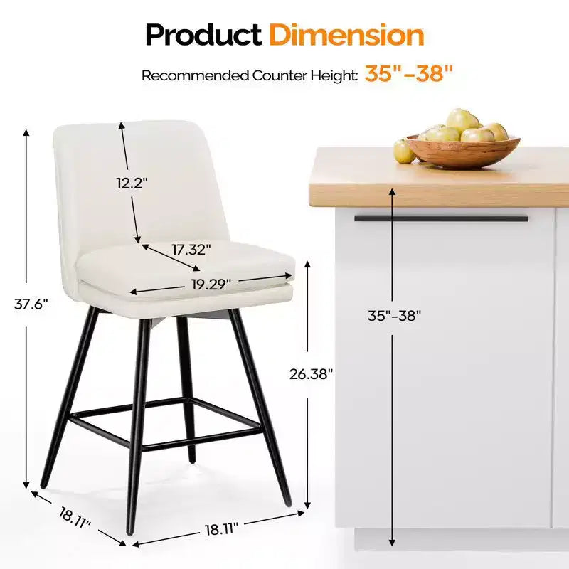 Lot de 2 tabourets de bar en cuir PU avec pivotant à 360° et base en métal
