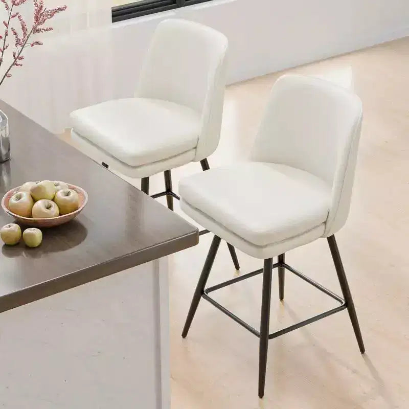 Lot de 2 tabourets de bar en cuir PU avec pivotant à 360° et base en métal