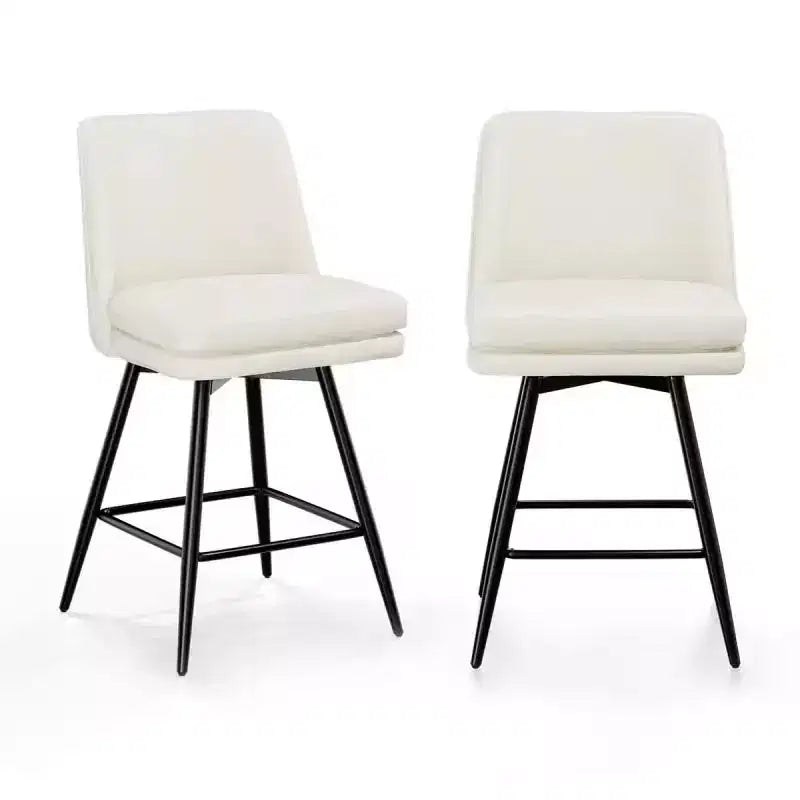 Lot de 2 tabourets de bar en cuir PU avec pivotant à 360° et base en métal