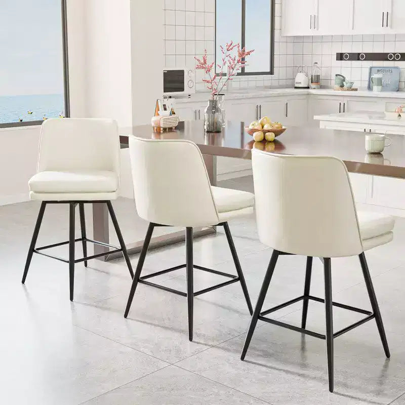 Lot de 2 tabourets de bar en cuir PU avec pivotant à 360° et base en métal