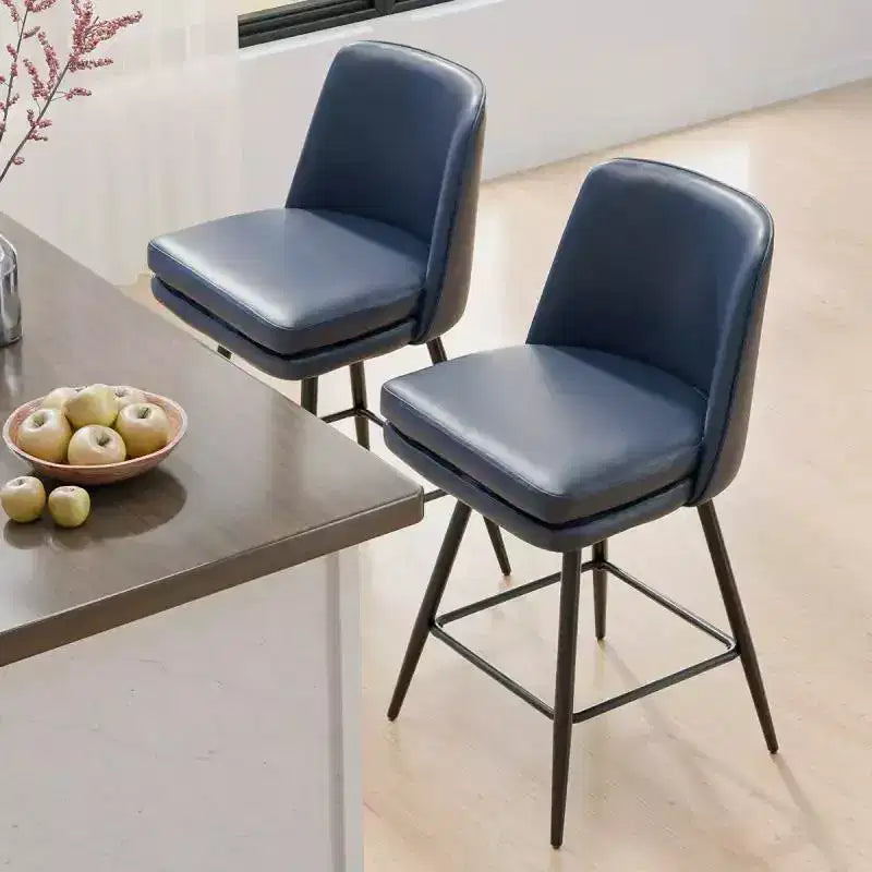 Lot de 2 tabourets de bar en cuir PU avec pivotant à 360° et base en métal