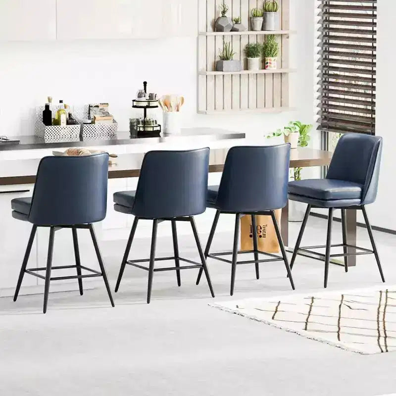 Lot de 2 tabourets de bar en cuir PU avec pivotant à 360° et base en métal