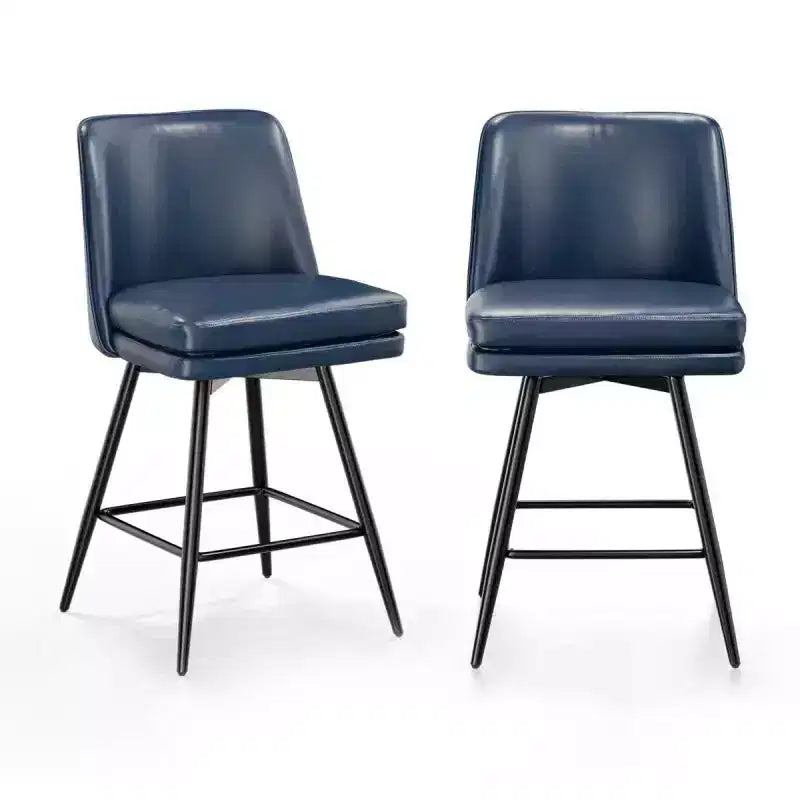 Lot de 2 tabourets de bar en cuir PU avec pivotant à 360° et base en métal